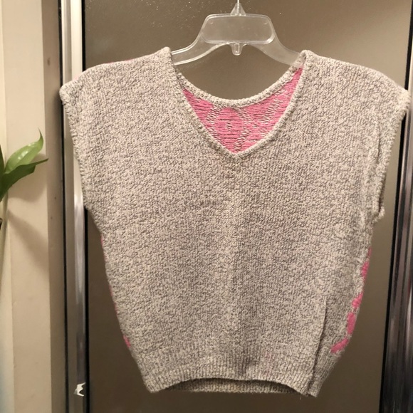 💗Vintage Pink & Gray Sweater Vest Size M - Picture 4 of 6